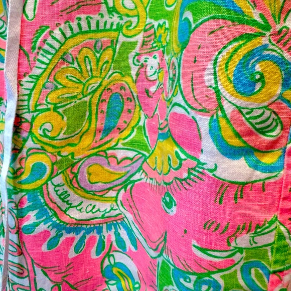 Lilly Pulitzer Multicolored Chin Chin Printed Linen Beach Pants 🦄 🦄 🦄 🐘🐒 - Picture 5 of 7